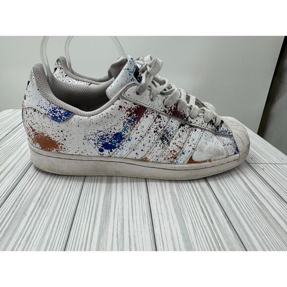 ADIDAS ORIGINALS SUPERSTAR‎ ID9770 "PAINT SPLATTER" WHITE MULTICOLOR SZ 8 - Picture 1 of 13